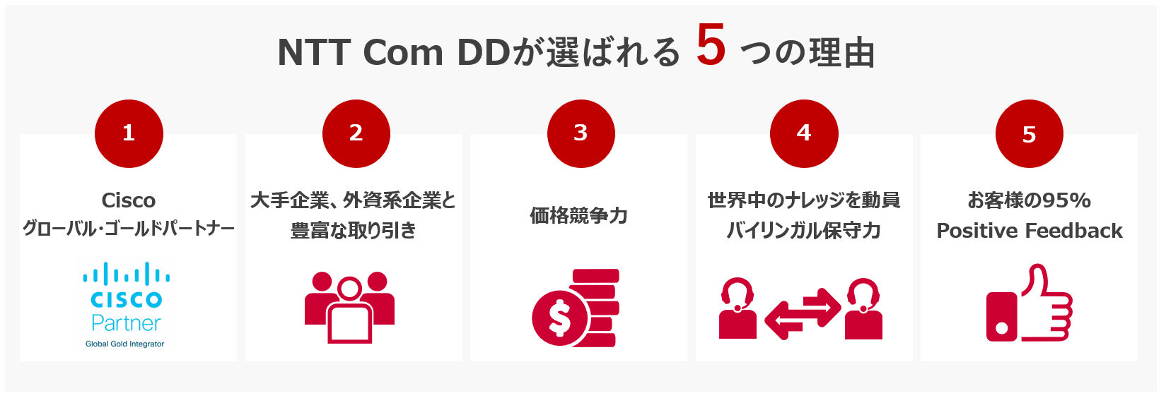 NTT Com DDが選ばれる5つの理由